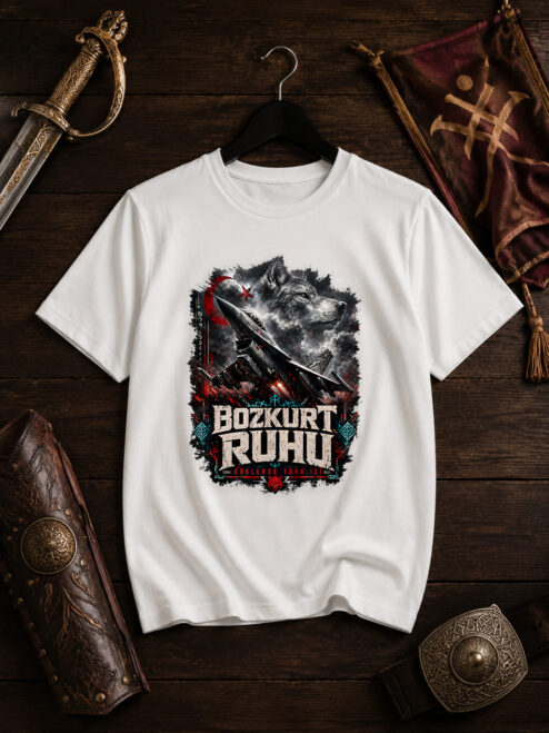 Bozkurt Ruhu Baskılı Beyaz Relaxed Fit Tişört