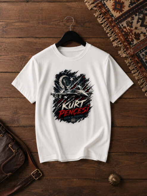 Kurt Pençesi Baskılı Beyaz Relaxed Fit Tişört