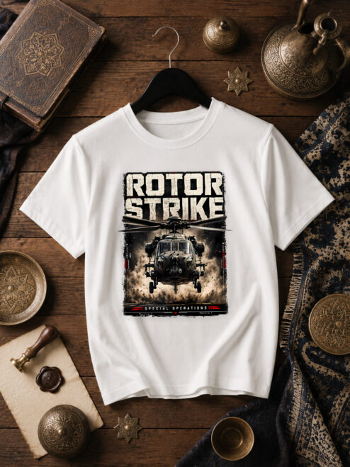 Rotor Strike Baskılı Beyaz Relaxed Fit Tişört